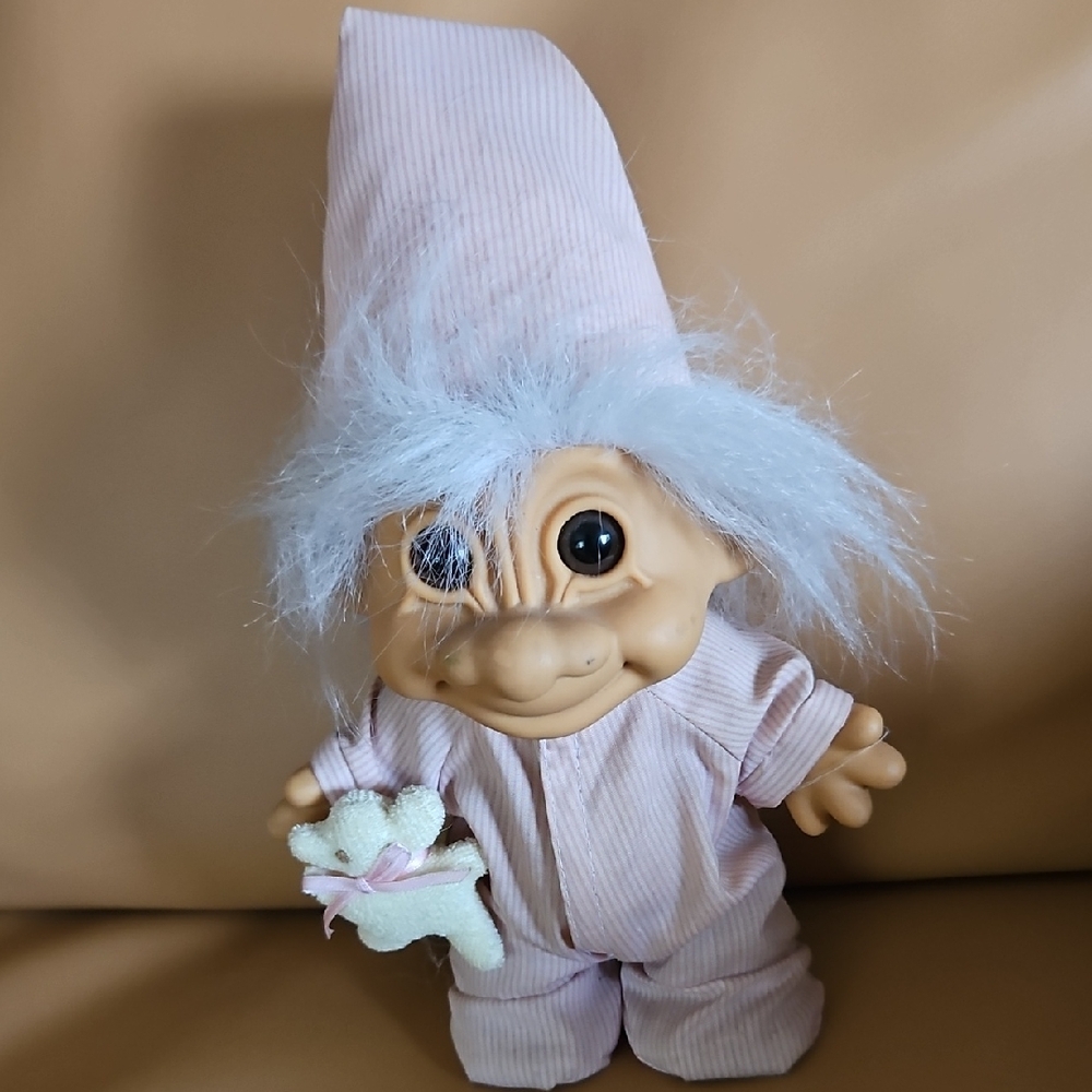 Russ Troll Doll with Pink Outfit and White Hair